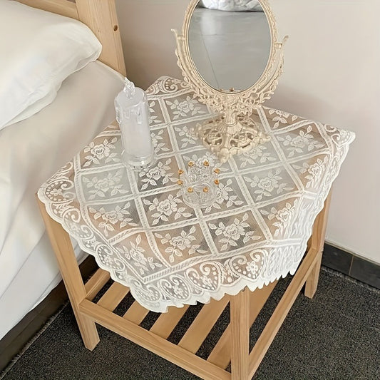 1pc/5pcs Vintage Lace Tablecloth - Washable Semi-Transparent Macrame Linen Napkin - Argyle Polyester Square Table
