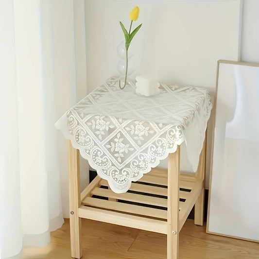1pc/5pcs Vintage Lace Tablecloth - Washable Semi-Transparent Macrame Linen Napkin - Argyle Polyester Square Table